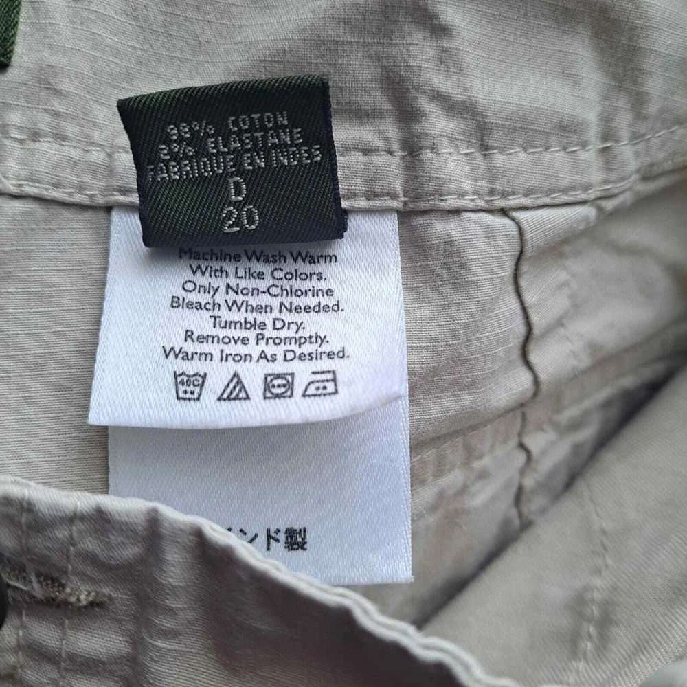 Eddie Bauer Cargo Pants Womens 10P Beige Khaki Ripstop Utility Mid Rise Casual